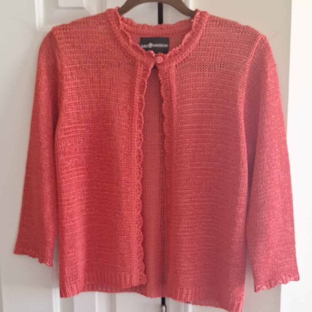 Sag Harbor Coral Open-Front Cardigan